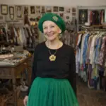 Beautiful Lady in green beret and flowing skirt AI Produced