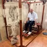 Man on an invention at the Da Vinci Museum