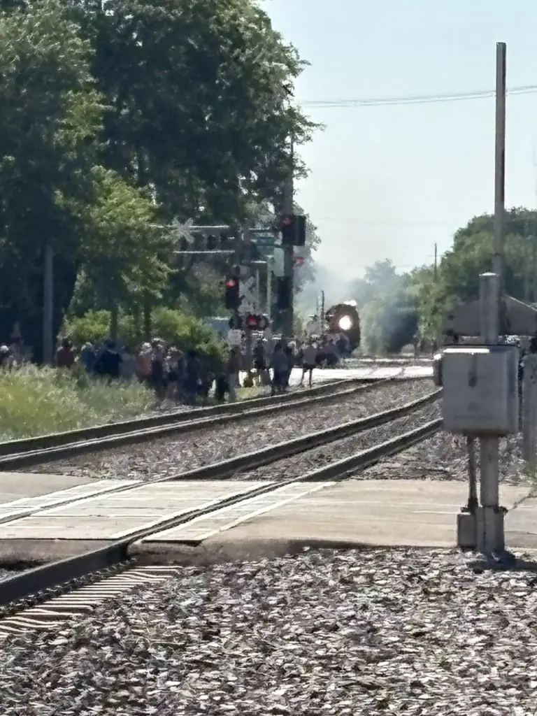 Railfanning in the Big Boy approaching Dekalb crossing.