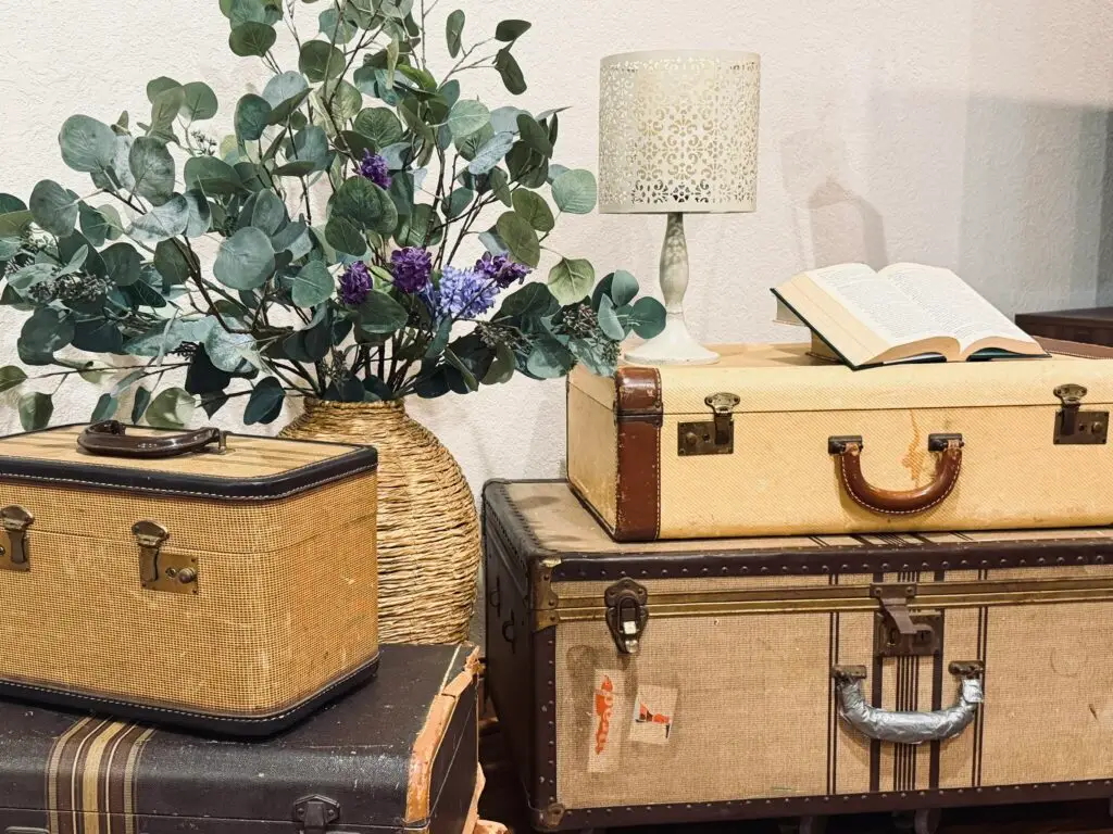 Vintage Stacked Suitcases from A Retirement Update from the Laundry Room