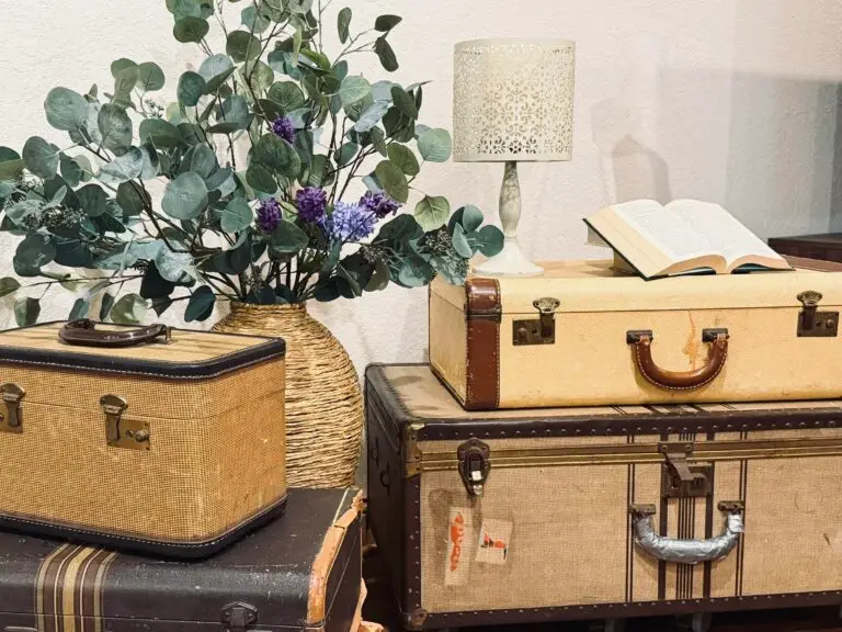 Vintage Stacked Suitcases from A Retirement Update from the Laundry Room