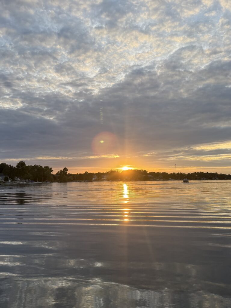 Sunset over the lake in Indiana